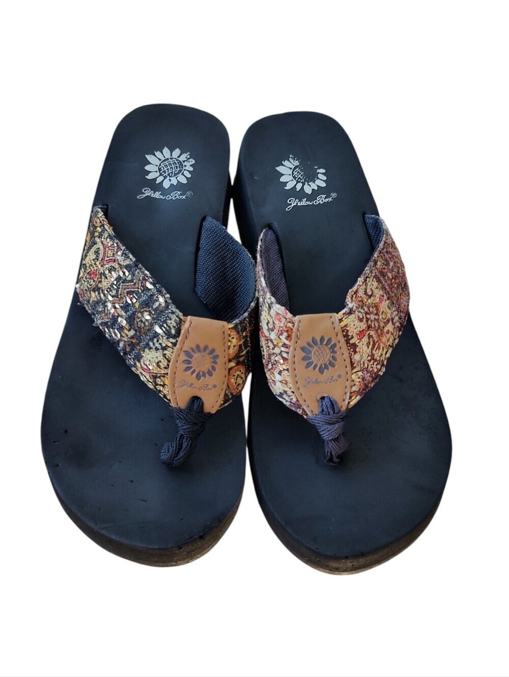 Aztec Patterned Fabric Flip Flops - Picture 2 of 5